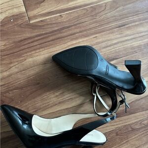 Nine West Black Patent Slingback Heels